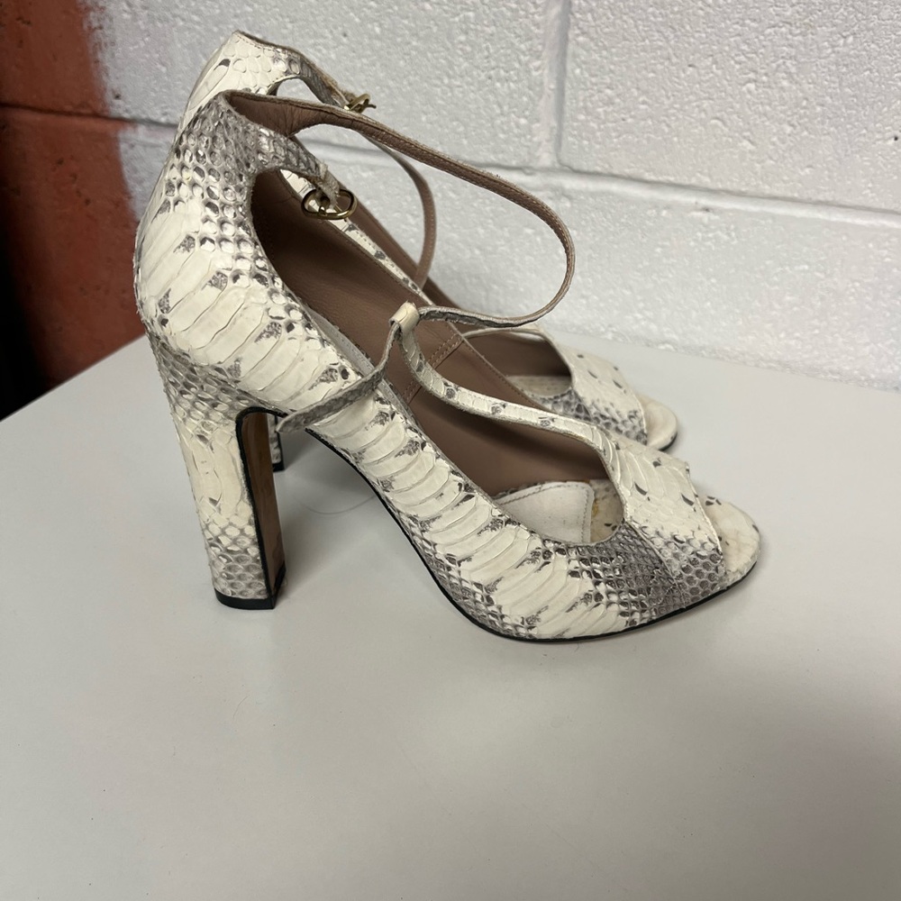 Chloé Ivory Python T-Strap Chunky Heel Shoes